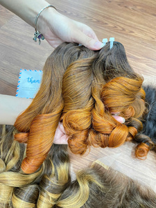 Extensiones de cabello virgen vietnamita de alta calidad Natural 100%, doble dibujado, Super doble Cabello, trama rizada hinchable, color de cabello - Product Image 3