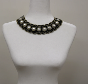 Collar de Perlas y Cuentas en Negro, Dorado y Crema, de Moda, para Coser, Collar de Perlas, Collar con Flecos de Perlas, Pañuelo con Perlas - Product Image 1