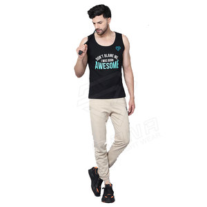 Camiseta sin mangas para hombre 100% algodón cuello redondo ropa de gimnasio camisetas sin mangas de talla grande tejido Fitness chaleco - Product Image 3