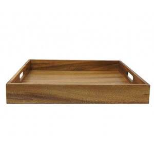 Plateau de service en bois de qualité commerciale élégant et rustique de qualité supérieure Vaisselle élégante fabriquée à la main Poignées intégrées durables Lave-vaisselle - Product Image 2