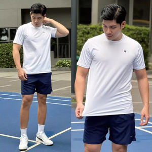 เสื้อกีฬาผู้ชายคอกลมแขนสั้นวิ่งยิมเท่ดูดซับเนื้อผ้าแห้งเร็ว - Product Image 2