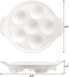 Assiettes d'escargot en céramique avec <span class=keywords><strong>6</strong></span> trous et poignées Assiettes à pied en porcelaine de <span class=keywords><strong>6</strong></span>.5 pouces pour fruits de mer et <span class=keywords><strong>escargots</strong></span> - Product Image 4