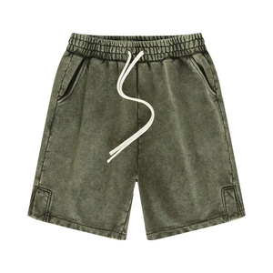 Vente en gros de shorts personnalisés 100% coton délavés à l'acide pour hommes, style vintage, design brodé décontracté, taille de logo personnalisable avec cordon de serrage - Product Image 6