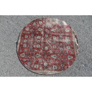 พรมขนแกะตุรกีแบบ4x4ft คลาสสิกดีไซน์แบบปะต่อสีแดงสีน้ำเงินทรงสี่เหลี่ยมผืนผ้าพื้นที่ขนาดใหญ่แอบสแตรกต์ขนาด10มม. โถงทางเดินทำจากยาง - Product Image 1