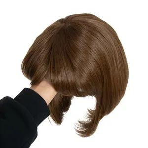 Wig rambut lurus manusia wig renda lurus Brasil wig renda rambut warna coklat untuk wanita putih
