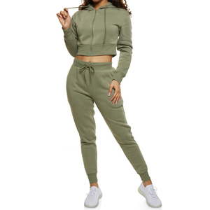 Nuevo conjunto de Sudadera con capucha corta informal para mujer, 100% de algodón, bordado personalizado, de gran tamaño, 2 piezas, conjunto de sudadera y pantalones cortos para mujer - Product Image 2