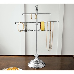 Unique Design Tall Size Metal 2 T Jewelry <b>Stand</b> Handmade Jewelry Holder Silver & Gold Finished Display Jewelry <b>Stand</b> - Product Image 4