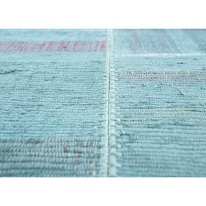 Tapis en laine noué à la main bleu Provenance, grand format, design patchwork Pae-3544, pour usage domestique, salon, couloir et chambre d'adolescents - Product Image 3