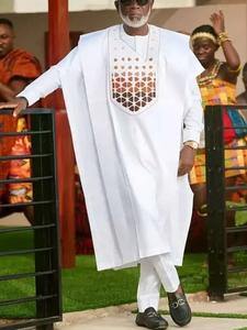 2024 Dernière Tenue Dashiki Originale, Pantalon et Veste Style Ethnique Vintage Africain, Ensemble Sportif <span class=keywords><strong>Agbada</strong></span> 2 Pièces pour Hommes, Idéal Fête et Mariage - Product Image 2