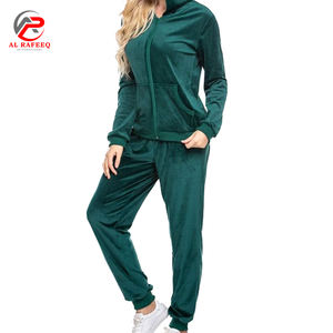 Logo personnalisé Automne Hiver 2026 Survêtements en velours pour femmes Haut long à capuche avec jogger Ensemble Survêtements - Product Image 4