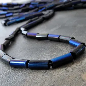 Elegant Blue & Black Table Cut Design Czech Glass <b>Bugle</b> <b>Beads</b> High Quality Crystal Lampwork for Wholesale Bulk Supply - Product Image 2