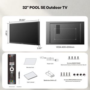 32-Inch Smart Outdoor TV 1080P Full Sun Brightness Weatherproof for Outside <b>Wireless</b> Connectivity for Kitchen Use - Product Image 2