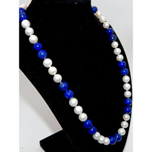 Straordinaria Lapis in oro 14K accentato e collana di perle di qualità gemma! - Product Image 4