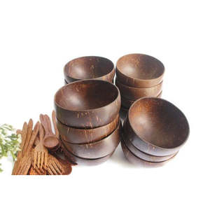Cuencos de cáscara de coco de Vietnam ecológicos naturales hechos a mano, venta al por mayor, cuencos para batidos de ensalada de frutas, embalaje de cartón - Product Image 1