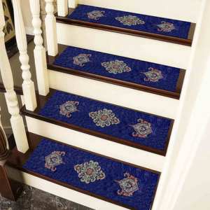 Tapis bleu, tapis à motifs ethniques, tapis Oushak, tapis moderne, tapis imprimé - Product Image 4
