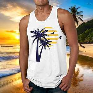 Débardeurs de plage respirants pour hommes, grande taille, décontractés, couleur unie, sans manches, débardeur musculaire, hauts d'entraînement d'été - Product Image 2