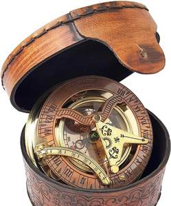 Brass Sundail <b>Compass</b> <b>Antique</b> Brass & Copper Sundial <b>Compass</b> Sundial Clock with Leather Case by calvin handicraft - Product Image 2