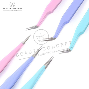 Pinzas de extensión de pestañas de instrumento de belleza de alta calidad de acero inoxidable multicolor personalizadas ecológicas - Product Image 6