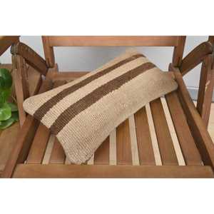 <b>Beige</b> Kilim Patchwork Wool Pillow 8x16 Inch Decorative Accent <b>Cushion</b> with Vintage Fluffy Leaves Pattern for Sofas - Product Image 5