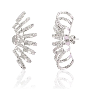 Boucles d'oreilles à clous en forme de griffe multi-couches au design tendance, plaquées or, avec diamants Moissanite, pour femmes et filles, vente en gros de bijoux - Product Image 3