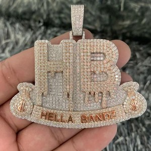 Colgante Personalizado de Plata de Ley 925 con Diamantes y Letra HB, Estilo Hip Hop, Certificado IGI, para Hombre, Ideal para Fiestas - Product Image 6