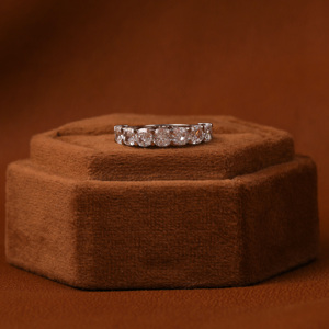 Luxurious 18KT White Gold Plated Bridal Wedding Band <b>Cushion</b> Cut 7 Stone Lab Grown Diamond Anniversary Gift for Girl - Product Image 1