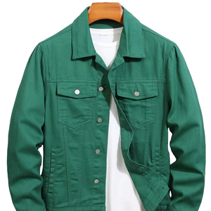 Vestes en jean pour hommes OEM 100% coton, délavées à l'acide, effet usé, personnalisation complète, style sport, col montant, à capuche, respirantes, coupe-vent - Product Image 1