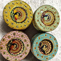 Boîte en acier faite à la main de concepteur avec la peinture de Meena belle travail de Zari avec la boîte en acier de modèle de paon pour retourner la boîte de faveur de cadeau