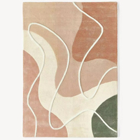 Großhandel ITHL Moderner Geometrischer Handgetufteter Wollteppich Niedrigflorig Waschbar & Rutschfest für Wohnzimmer