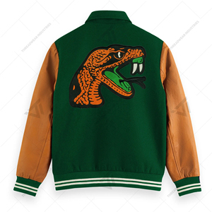 Veste universitaire en cuir Letterman de haute qualité à manches longues enduite pour la saison de printemps avec motif de lettres - Product Image 2