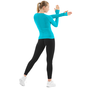 Haut de yoga à manches longues, respirant, avec trou pour le pouce, pour la course, la gym, l'entraînement, léger et performant - Product Image 6