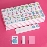 Jeu de Mahjong américain en mélamine, 166 tuiles roses, support de rangement 4-en-1 coloré, poussoirs et sac à accessoires à cordon de serrage