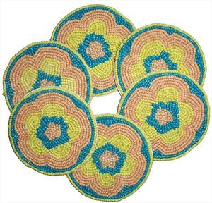 แผ่นรองแก้วลูกปัดดีไซน์เก๋พร้อมลายปัก แผ่นรองแก้วปักลูกปัดสร้างสรรค์ ของตกแต่งโต๊ะ - Product Image 6