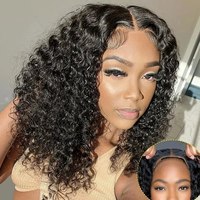 Perruque Courte Bob Ondulée Profonde avec Mèches Ombrées, Lace Front Bouclée Style Jerry, Cheveux Humains HD Frontal pour Femmes
