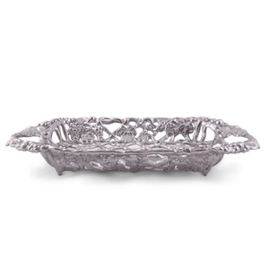 Plateau de service en métal martelé de forme ovale, plaqué nickel argenté, plateau de service pour le dîner et le petit déjeuner, plateau à café de table pour hôtels - Product Image 5