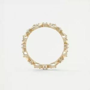 แหวนเพชรแบบเต็มขนาด18K สีเหลืองทองเปิดในห้องปฏิบัติการเหมาะสำหรับเครื่องประดับแหวนแต่งงานเจ้าสาวที่ตัดอย่างดีเยี่ยม - Product Image 4