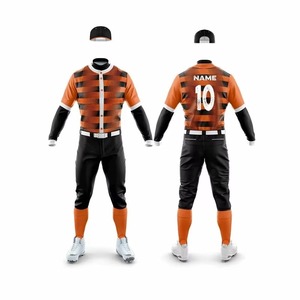 Camiseta de béisbol de calidad personalizada OEM para hombre, camisetas de manga larga con botones, estampado por sublimación, conjunto de uniforme deportivo negro transpirable - Product Image 5