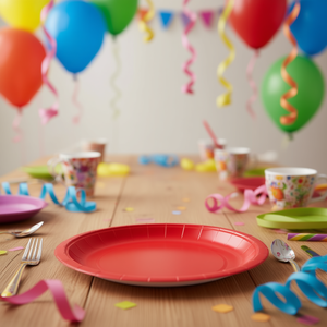 Piatti di Carta Rossi per Feste 23cm, Piatti Usa e Getta, 12 Pezzi per Confezione - Product Image 3