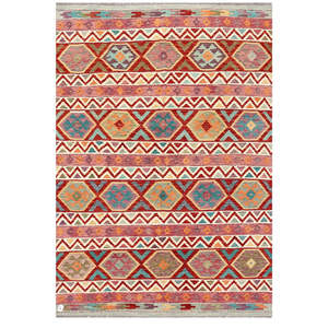 Alfombra Kilim de Maimana, Afganistán, 293 x 200 cm, para Decoración del Hogar - Product Image 1