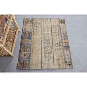 Alfombra turca de área grande Vintage 260x320 cm Beige azul Patchwork diseño abstracto lana Material látex para habitación de adolescentes alfombra - Product Image 1