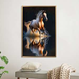 งานศิลปะบนผ้าใบลายม้าพิมพ์ลายสวยงาม - ของตกแต่งผนังสไตล์ลอฟท์สมัยใหม่ กรอบสีทอง - Product Image 1