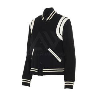 Best Selling Women's Vintage Letterman Varsity <b>Jacket</b> 100% Wool with Fur Leather Shell Plus Size Winter Season - Product Image 2