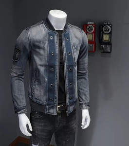 Chaqueta Vaquera Azul Informal para Hombre, Estilo Único y a la Moda, Chaqueta de Piloto Informal, Abrigo de Motociclista - Product Image 6