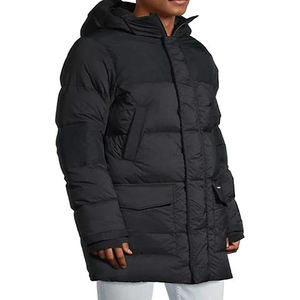 Blouson matelassé en coton tissé pour homme, col montant, fermeture éclair, hiver, à capuche, service OEM, imperméable, coupe-vent, épais - Product Image 6