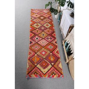Tapis turc vintage, tapis Kilim 2,7x9,4 pieds, tapis persan rouge orangé - Product Image 1