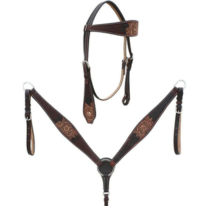 Headstall en cuir de haute qualité et collier de poitrine ensemble prix de gros pour cheval équestre - Product Image 1