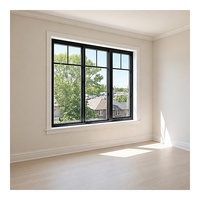 Ventana Abatible Moderna de Aluminio con Rotura de Puente Térmico para Exteriores, Triple Vidrio Aislante, Antirrobo, Resistente a la Carga del Viento, Estilo T-Grid
