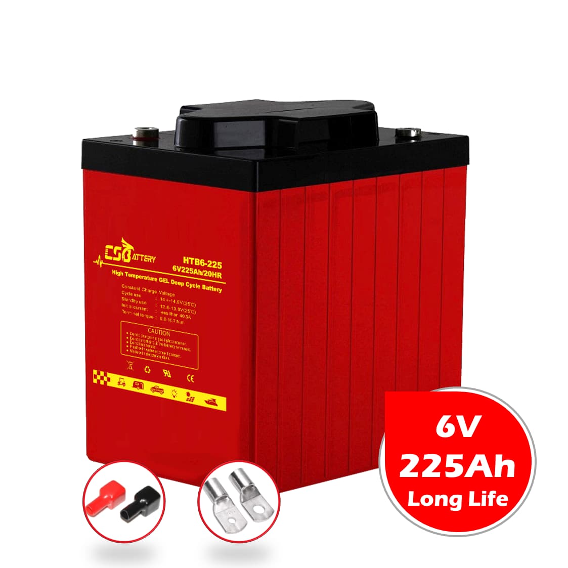 CSBattery 6V 225ah Batterie de gel d'énergie de secours pour Buggies/Camion/Turbine-Générateur/Système Bts/Éclairage d'urgence/Amy