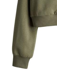 Customized Women Olive <b>Green</b> <b>Cropped</b> Zip Up Hoodie Long Sleeve Drawstring Hooded Sweatshirt Casual Streetwear Winter Fashion <b>Top</b> - Product Image 5