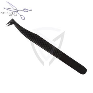 Pinzas Profesionales para Pestañas de 90 Grados con Logotipo Personalizado Gratuito, Acero Inoxidable, para Diestros, 6-8 cm, Punta de Agarre - Product Image 1